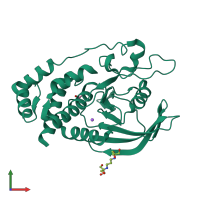 Monomeric assembly 2 of PDB entry 2ooq coloured by chemically distinct molecules, front view.