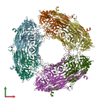 PDB entry 2oov coloured by chain, front view.