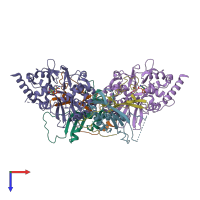 PDB entry 2ooy coloured by chain, top view.