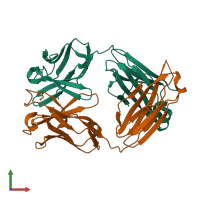 PDB entry 2op4 coloured by chain, front view.