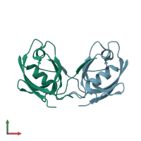 PDB entry 2opg coloured by chain, front view.