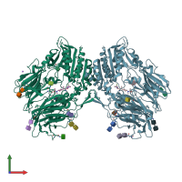 PDB entry 2oph coloured by chain, front view.