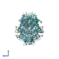 PDB entry 2oph coloured by chain, side view.