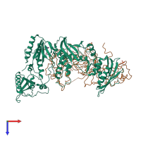 PDB entry 2ops coloured by chain, top view.