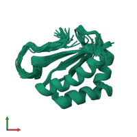 PDB entry 2opu coloured by chain, ensemble of 25 models, front view.