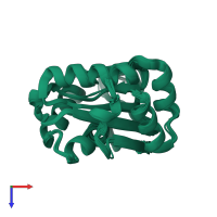 PDB entry 2oq3 coloured by chain, ensemble of 21 models, top view.