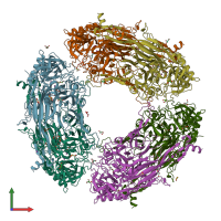 PDB entry 2oqe coloured by chain, front view.