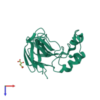 PDB entry 2oqn coloured by chain, top view.