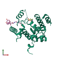 PDB entry 2oqo coloured by chain, front view.