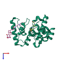 PDB entry 2oqo coloured by chain, top view.