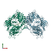 PDB entry 2oqv coloured by chain, front view.