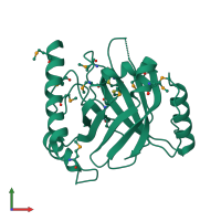 PDB entry 2oqw coloured by chain, front view.