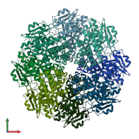 PDB entry 2oqy coloured by chain, front view.