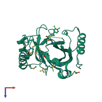 PDB entry 2oqz coloured by chain, top view.