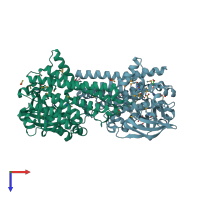PDB entry 2or0 coloured by chain, top view.