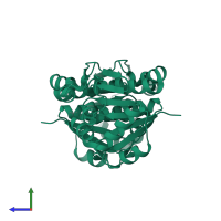 Parkinson disease protein 7 in PDB entry 2or3, assembly 1, side view.
