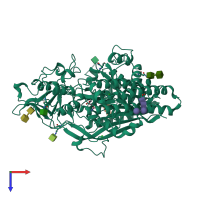 PDB entry 2or4 coloured by chain, top view.