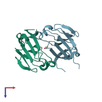 PDB entry 2or7 coloured by chain, top view.