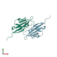PDB entry 2or8 coloured by chain, front view.
