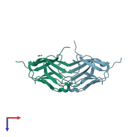 PDB entry 2or8 coloured by chain, top view.