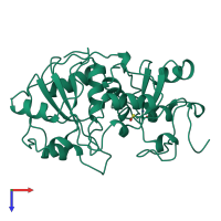 PDB entry 2ora coloured by chain, top view.