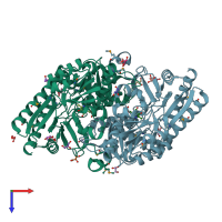 PDB entry 2ord coloured by chain, top view.