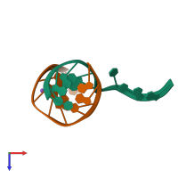 PDB entry 2orh coloured by chain, top view.
