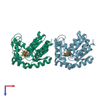 PDB entry 2ori coloured by chain, top view.