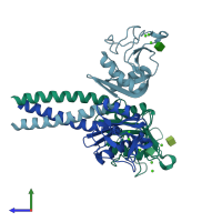 PDB entry 2orj coloured by chain, side view.