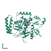 PDB entry 2oro coloured by chain, front view.