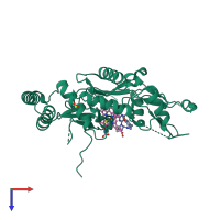 PDB entry 2oro coloured by chain, top view.