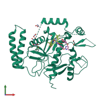 PDB entry 2ors coloured by chain, front view.