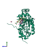 PDB entry 2ors coloured by chain, side view.