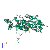 PDB entry 2ors coloured by chain, top view.