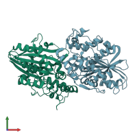 PDB entry 2ory coloured by chain, front view.