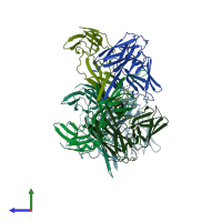 PDB entry 2os7 coloured by chain, side view.