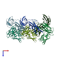 PDB entry 2os7 coloured by chain, top view.