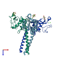 PDB entry 2os9 coloured by chain, top view.