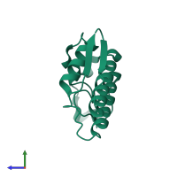 PDB entry 2osh coloured by chain, side view.