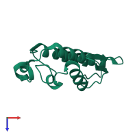 PDB entry 2osh coloured by chain, top view.