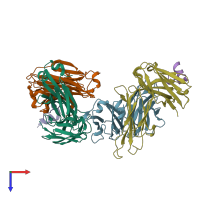 PDB entry 2osl coloured by chain, top view.