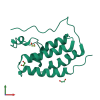 PDB entry 2oss coloured by chain, front view.