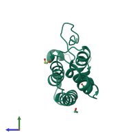 PDB entry 2oss coloured by chain, side view.