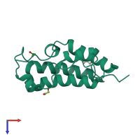 PDB entry 2oss coloured by chain, top view.