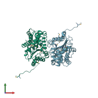 PDB entry 2osu coloured by chain, front view.