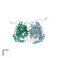 PDB entry 2osu coloured by chain, top view.