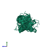 PDB entry 2ot2 coloured by chain, ensemble of 20 models, side view.