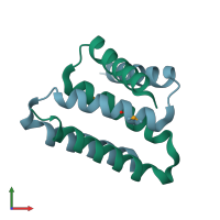 PDB entry 2ota coloured by chain, front view.