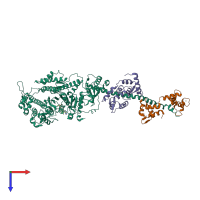 PDB entry 2otg coloured by chain, top view.