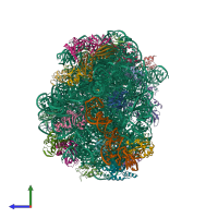 PDB entry 2otl coloured by chain, side view.